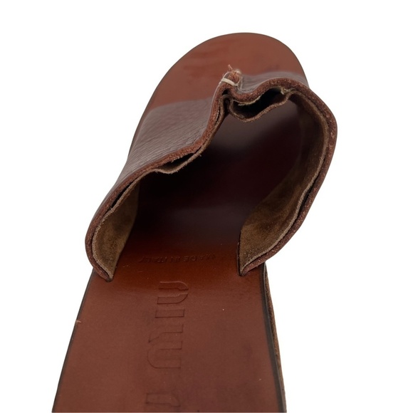 MIU MIU Cork Brown Wedge Platform Sandals Size 39 1/2 Women’s - Picture 13 of 14